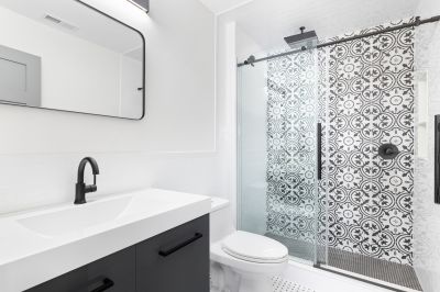 Small Shower with Sliding Doors